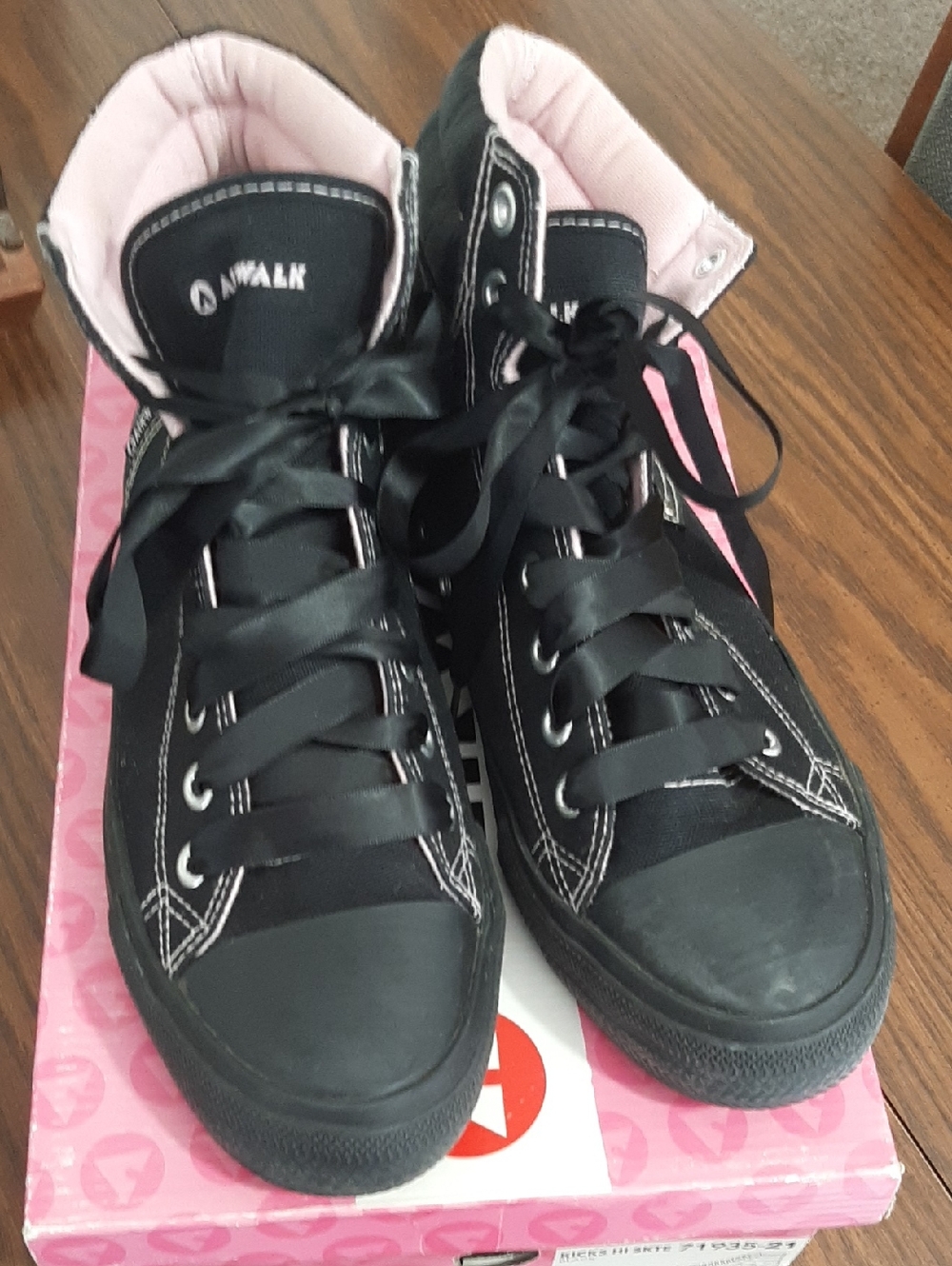 Airwalk Black High-Top Sneakers with Pink Inner Lining